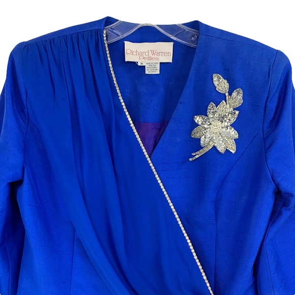 Vintage 100% Silk Double Breasted Formal Blazer Jacket by Richard Warren Petites - Picture 2 of 16